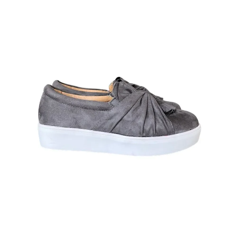 CATHERINE MALANDRINO | Suede Wrap Platform Slip-On Sneakers (8)